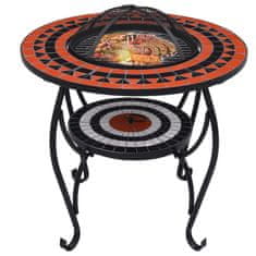 Petromila Mozaikový stolek s ohništěm terakota a bílý 68 cm keramika