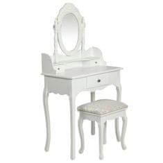 Greatstore Toaletní stolek se zrcadlem a stoličkou bílý