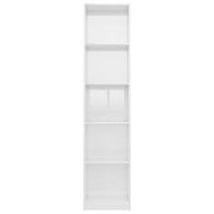 Petromila Knihovna s 5 policemi bílá vysoký lesk 40x24x175 cm dřevotříska