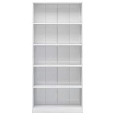 shumee 5patrová knihovna bílá s vysokým leskem 80x24x175cm dřevotříska