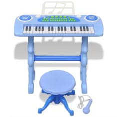 shumee Dětské klávesy se stoličkou a mikrofonem 37 kláves modré