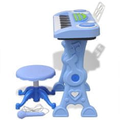Greatstore Dětské klávesy se stoličkou a mikrofonem 37 kláves modré