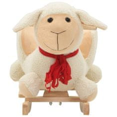 Greatstore Houpací zvířátko ovečka s opěradlem plyš 60 x 32 x 50 cm bílé