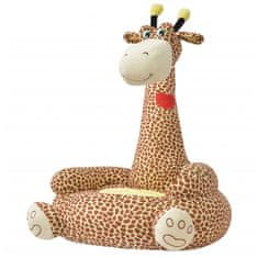 Greatstore Plyšové dětské křeslo žirafa hnědá