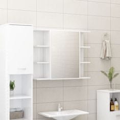 shumee Koupelnová skříňka zrcadlo lesklá bílá 80x20,5x64cm dřevotříska