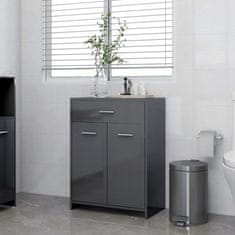 Greatstore Koupelnová skříňka šedá vysoký lesk 60 x 33 x 80 cm dřevotříska