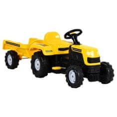 Greatstore Dětský šlapací traktor s přívěsem žlutý