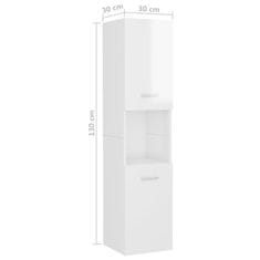 shumee Koupelnová skříňka bílá vysoký lesk 30x30x130 cm dřevotříska