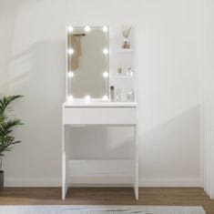 Greatstore Toaletní stolek s LED lesklý bílý 60 x 40 x 140 cm