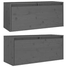 Greatstore Nástěnné skříňky 2 ks šedé 80 x 30 x 35 cm masivní borové dřevo