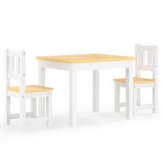 Petromila 3dílná sada dětského stolu a židlí bílá a béžová MDF