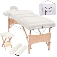 Vidaxl 3zónový skládací masážní stůl a stolička tloušťka 10 cm bílé