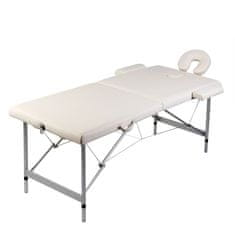 Vidaxl Krémově bílý masážní stůl 2 zóny s hliníkovým rámem