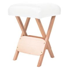 Petromila Skládací masážní stolička 12 cm silný sedák 2 podhlavníky bílá