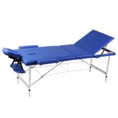 shumee Modrý skládací masážní stůl se 3 zónami a hliníkový rám