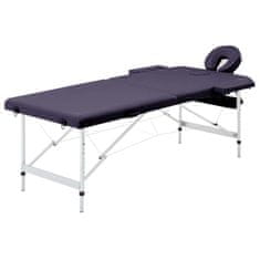 shumee vidaXL skládací masážní stůl 2zónový hliník fialový
