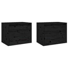Greatstore Nástěnné skříňky 2 ks černé 45x30x35 cm masivní borové dřevo