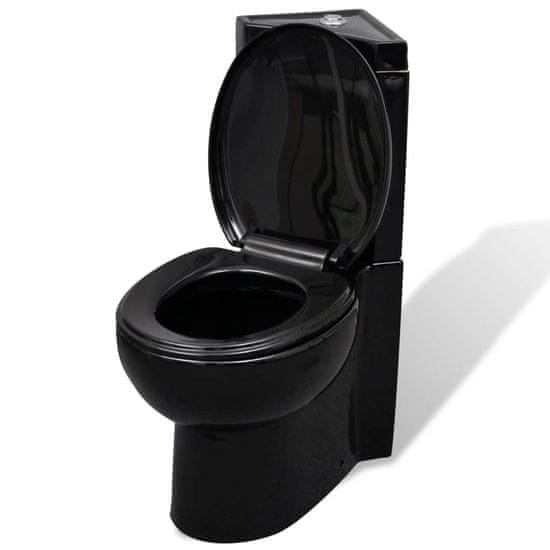 Greatstore Černa keramická kulatá toaleta WC
