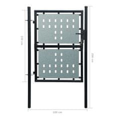 Vidaxl Černá jednokřídlá plotová branka 100 x 200 cm