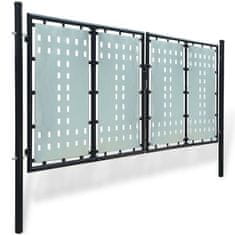 Vidaxl Černá dvoukřídlá plotová brána 300 x 175 cm