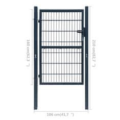 Vidaxl 2D plotová branka (jednokřídlá), antracitově šedá, 106 x 210 cm