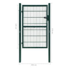 Greatstore 2D plotová branka (jednokřídlá), zelená 106 x 170 cm