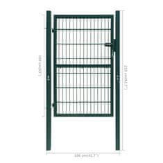 Vidaxl 2D plotová branka (jednokřídlá), zelená, 106 x 250 cm