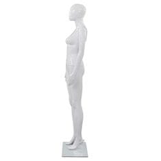 Greatstore Dámská figurína celá postava základna ze skla lesklá bílá 175cm
