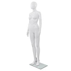 shumee vidaXL Dámská figurína se skleněnou základnou, bílá, lesklá, 175 cm