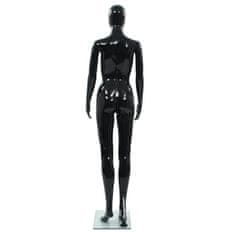 Greatstore Dámská figurína celá postava základna sklo lesklá černá 175 cm