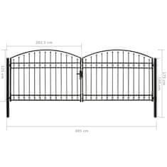 shumee Dvoukřídlá zahradní brána s obloukem ocelová 400 x 125 cm černá