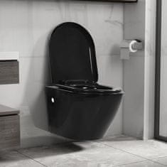 Greatstore Závěsné WC bez okraje keramické černé