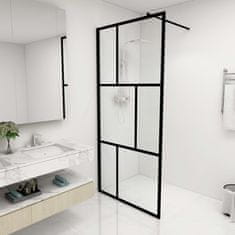Vidaxl Zástěna do průchozí sprchy s tvrzeným sklem černá 90 x 195 cm