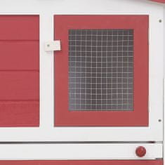 shumee Velká venkovní králíkárna červeno-bílá 204 x 45 x 85 cm dřevo