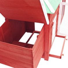 Vidaxl Kurník s kukaní červený 193 x 68 x 104 cm masivní jedlové dřevo