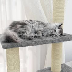 shumee Škrabadlo pro kočky se sisalovými sloupky světle šedé 155 cm