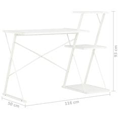 Vidaxl Psací stůl s poličkami bílý 116 x 50 x 93 cm