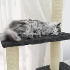 Greatstore Škrabadlo pro kočky se sisalovými sloupky tmavě šedé 155 cm