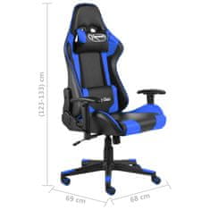 Greatstore Otočná herní židle modrá PVC