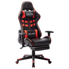 Greatstore Herní židle s podnožkou černá a červená umělá kůže