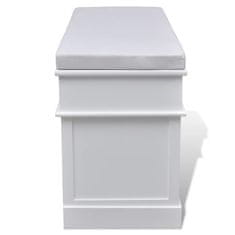 Greatstore Bílá skladovací lavice s polštářem 2 zásuvky 3 krabice