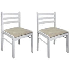 shumee Jídelní židle 2 ks bílé masivní kaučukovníkové dřevo a samet