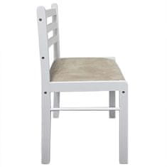 Vidaxl Jídelní židle 2 ks bílé masivní kaučukovníkové dřevo a samet