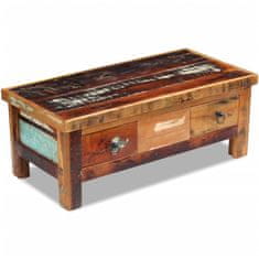 Greatstore Konferenční stolek zásuvky masivní recyklované dřevo 90x45x35cm