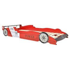 Greatstore Dětská LED postel závodní auto, 90x200 cm, červená