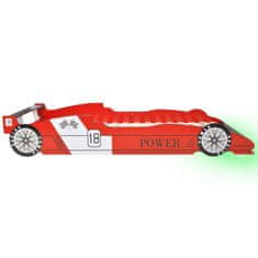 Greatstore Dětská LED postel závodní auto, 90x200 cm, červená