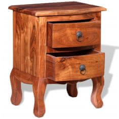 Greatstore Noční stolek se zásuvkami, masivní akáciové dřevo
