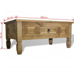 Greatstore Konferenční stolek z mexické borovice Corona 100x60x45 cm
