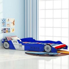 shumee Dětská postel ve tvaru závodního auta 90x200 cm modrá