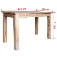 Vidaxl Jídelní stůl masivní recyklované dřevo 120 x 60 x 77 cm